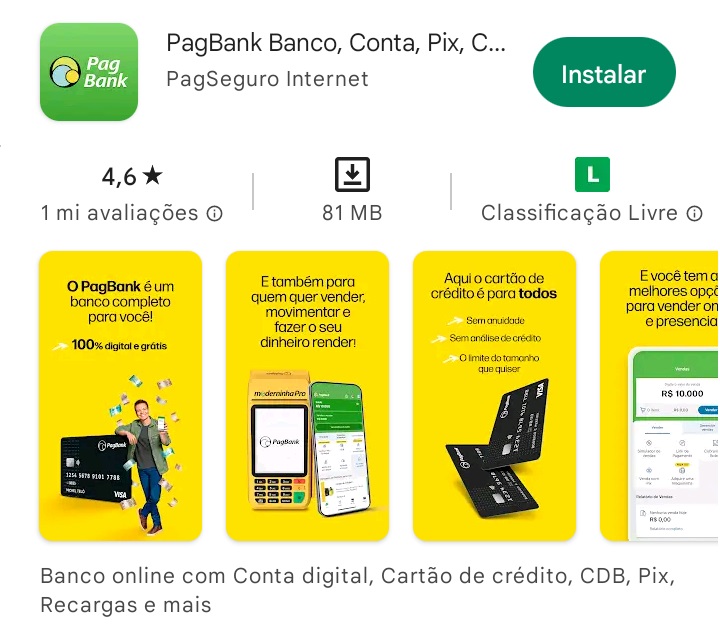 Google Play Store — download aplicativo PagBank (Foto: print screen)